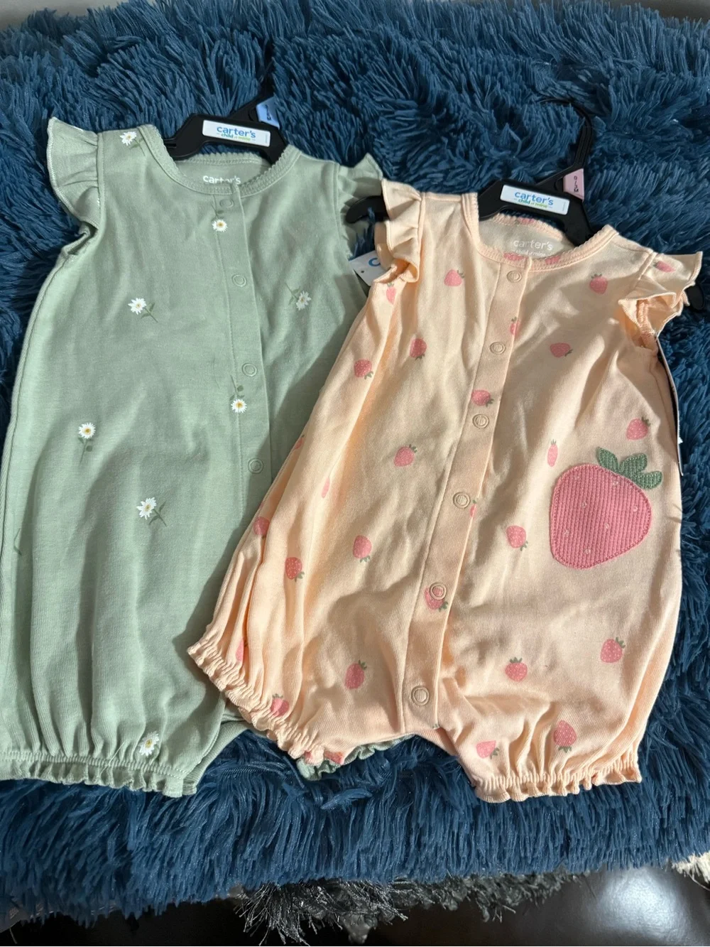 Carter's Peach & Sage Floral Strawberry Romper Set 2 pack deal 0-3month& 3-6mths